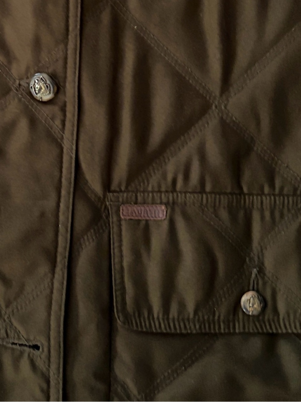 Vintage Lauren Ralph Lauren Barn Jacket Quilted Field Coat Olive Green Small - Picture 10 of 16